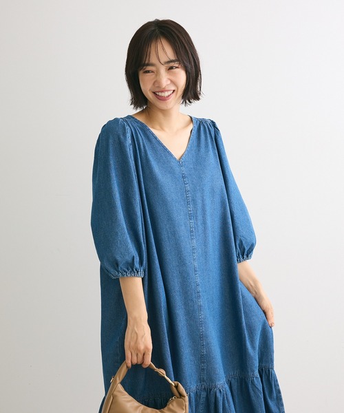 Sugar spoon（シュガースプーン）の「・SUGAR　SPOON　デニムVネックワンピース（ワンピース・レディース・ブラック/インディゴブルー・FREE）」の8枚目の写真