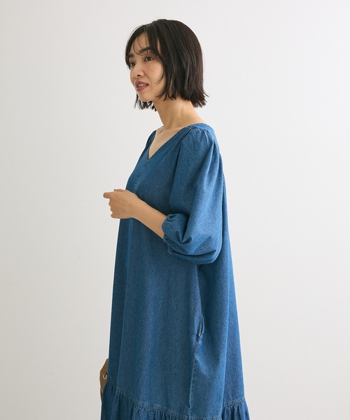 Sugar spoon（シュガースプーン）の「・SUGAR　SPOON　デニムVネックワンピース（ワンピース・レディース・ブラック/インディゴブルー・FREE）」の9枚目の写真