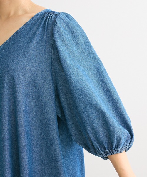 Sugar spoon（シュガースプーン）の「・SUGAR　SPOON　デニムVネックワンピース（ワンピース・レディース・ブラック/インディゴブルー・FREE）」の12枚目の写真