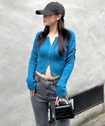 ROYAL PARTY | ウォッシャブルZIP長袖ニットトップス(ニット/セーター)