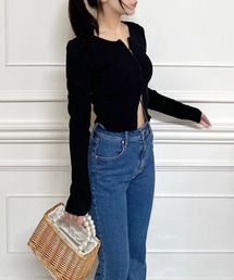 ROYAL PARTY（ロイヤルパーティー）の「ウォッシャブルZIP長袖ニットトップス（ニット/セーター）」