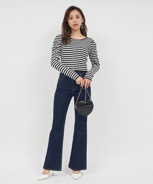 ROYAL PARTY（ロイヤルパーティー）の「ウォッシャブルZIP長袖ニットトップス（ニット/セーター・レディース・ブラック/マルチ/ボルドー/ブルー/オフホワイト・FREE）」の6枚目の写真