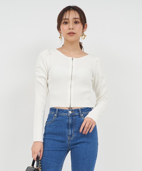 ROYAL PARTY（ロイヤルパーティー）の「ウォッシャブルZIP長袖ニットトップス（ニット/セーター・レディース・ブラック/マルチ/ボルドー/ブルー/オフホワイト・FREE）」の8枚目の写真