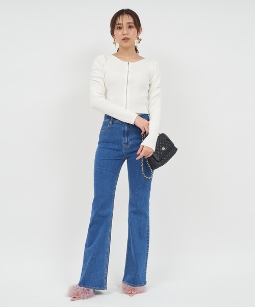 ROYAL PARTY（ロイヤルパーティー）の「ウォッシャブルZIP長袖ニットトップス（ニット/セーター・レディース・ブラック/マルチ/ボルドー/ブルー/オフホワイト・FREE）」の9枚目の写真