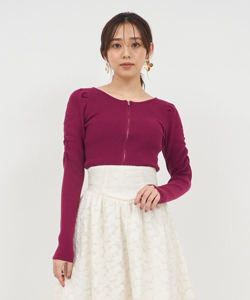 ROYAL PARTY（ロイヤルパーティー）の「ウォッシャブルZIP長袖ニットトップス（ニット/セーター・レディース・ブラック/マルチ/ボルドー/ブルー/オフホワイト・FREE）」の10枚目の写真