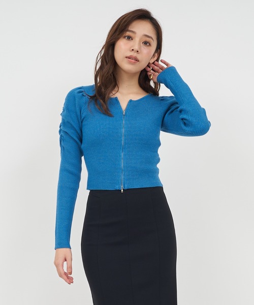 ROYAL PARTY（ロイヤルパーティー）の「ウォッシャブルZIP長袖ニットトップス（ニット/セーター・レディース・ブラック/マルチ/ボルドー/ブルー/オフホワイト・FREE）」の12枚目の写真