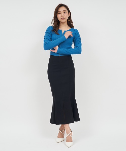 ROYAL PARTY（ロイヤルパーティー）の「ウォッシャブルZIP長袖ニットトップス（ニット/セーター・レディース・ブラック/マルチ/ボルドー/ブルー/オフホワイト・FREE）」の13枚目の写真