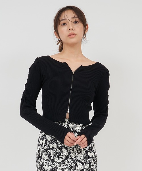 ROYAL PARTY（ロイヤルパーティー）の「ウォッシャブルZIP長袖ニットトップス（ニット/セーター・レディース・ブラック/マルチ/ボルドー/ブルー/オフホワイト・FREE）」の14枚目の写真