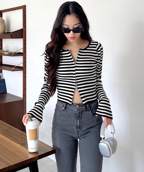 ROYAL PARTY（ロイヤルパーティー）の「ウォッシャブルZIP長袖ニットトップス（ニット/セーター・レディース・ブラック/マルチ/ボルドー/ブルー/オフホワイト・FREE）」の16枚目の写真