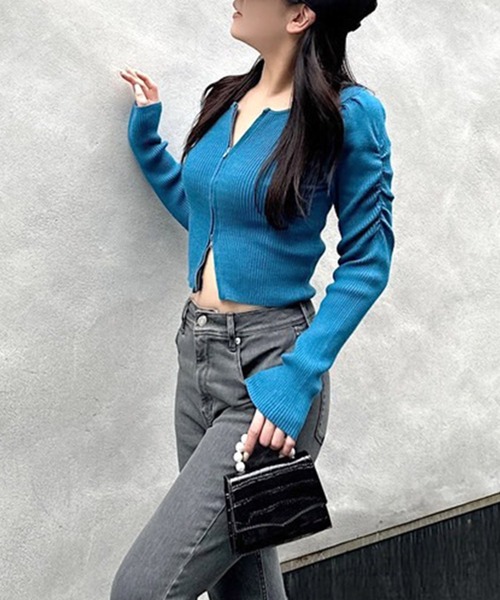 ROYAL PARTY（ロイヤルパーティー）の「ウォッシャブルZIP長袖ニットトップス（ニット/セーター・レディース・ブラック/マルチ/ボルドー/ブルー/オフホワイト・FREE）」の18枚目の写真