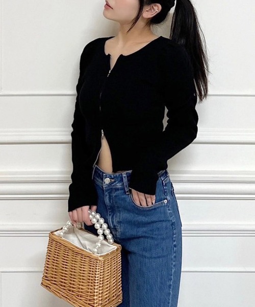 ROYAL PARTY（ロイヤルパーティー）の「ウォッシャブルZIP長袖ニットトップス（ニット/セーター・レディース・ブラック/マルチ/ボルドー/ブルー/オフホワイト・FREE）」の20枚目の写真