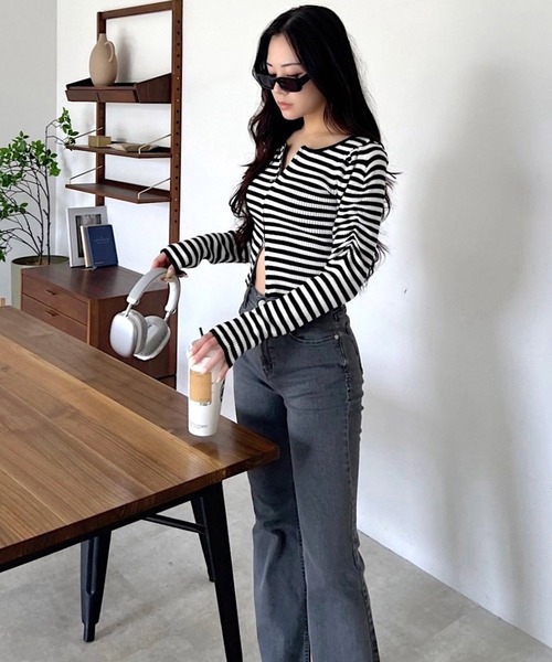 ROYAL PARTY（ロイヤルパーティー）の「ウォッシャブルZIP長袖ニットトップス（ニット/セーター・レディース・ブラック/マルチ/ボルドー/ブルー/オフホワイト・FREE）」の17枚目の写真