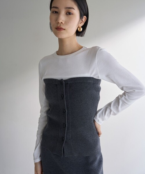 UNFILO(アンフィーロ)の「ニットビスチェ(その他トップス・レディース・グレー系/ブラック系・SMALL/MEDIUM)」の1枚目の写真
