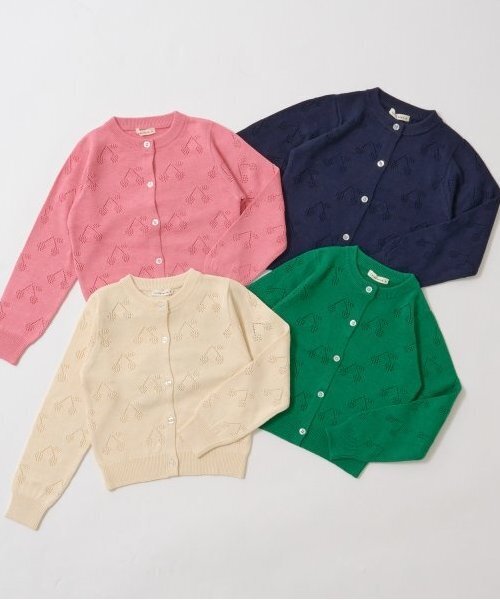 セール】チェリー柄編みカーディガン（カーディガン/ボレロ）｜Lycee