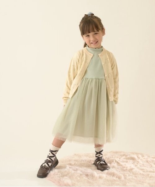 Lycee mine(リセマイン)の「チェリー柄編みカーディガン(カーディガン/ボレロ・キッズ・アイボリー/ネイビー/グリーン/ピンク・L(130-140)/M(110-120))」の10枚目の写真