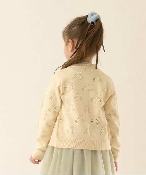 Lycee mine(リセマイン)の「チェリー柄編みカーディガン(カーディガン/ボレロ・キッズ・アイボリー/ネイビー/グリーン/ピンク・L(130-140)/M(110-120))」の12枚目の写真