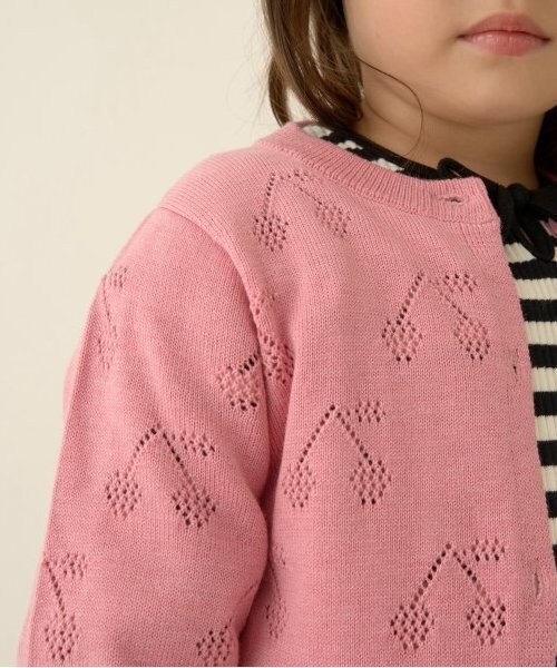 Lycee mine(リセマイン)の「チェリー柄編みカーディガン(カーディガン/ボレロ・キッズ・アイボリー/ネイビー/グリーン/ピンク・L(130-140)/M(110-120))」の15枚目の写真