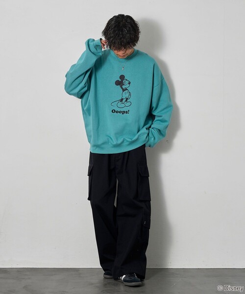 【セール】PUBLUX/パブリュクス 別注 Mickey Mouse/Posing 裏起毛スウェット/クルーネックスウェット/ミッキーマウス(限定展開)（スウェット）｜Disney（ディズニー）