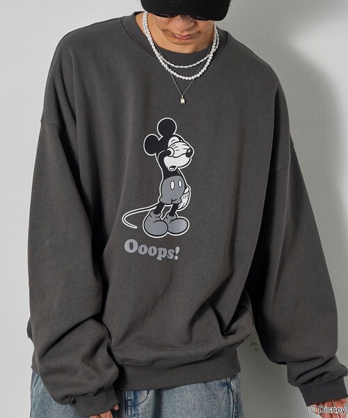 【セール】PUBLUX/パブリュクス 別注 Mickey Mouse/Posing 裏起毛スウェット/クルーネックスウェット/ミッキーマウス(限定展開)（スウェット）｜Disney（ディズニー）