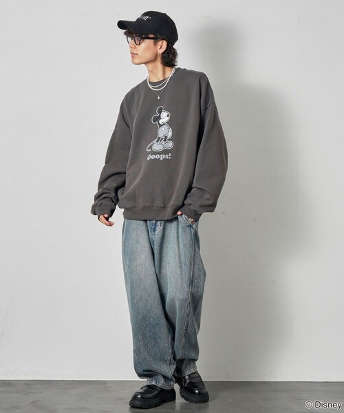 【セール】PUBLUX/パブリュクス 別注 Mickey Mouse/Posing 裏起毛スウェット/クルーネックスウェット/ミッキーマウス(限定展開)（スウェット）｜Disney（ディズニー）