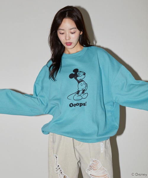 【セール】PUBLUX/パブリュクス 別注 Mickey Mouse/Posing 裏起毛スウェット/クルーネックスウェット/ミッキーマウス(限定展開)（スウェット）｜Disney（ディズニー）