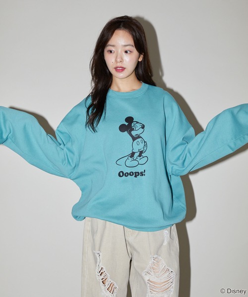 【セール】PUBLUX/パブリュクス 別注 Mickey Mouse/Posing 裏起毛スウェット/クルーネックスウェット/ミッキーマウス(限定展開)（スウェット）｜Disney（ディズニー）