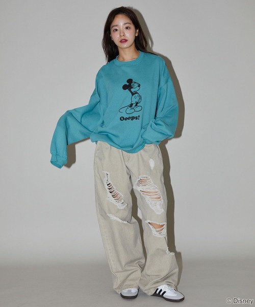 【セール】PUBLUX/パブリュクス 別注 Mickey Mouse/Posing 裏起毛スウェット/クルーネックスウェット/ミッキーマウス(限定展開)（スウェット）｜Disney（ディズニー）