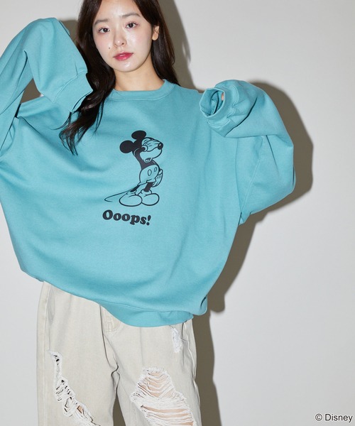 【セール】PUBLUX/パブリュクス 別注 Mickey Mouse/Posing 裏起毛スウェット/クルーネックスウェット/ミッキーマウス(限定展開)（スウェット）｜Disney（ディズニー）