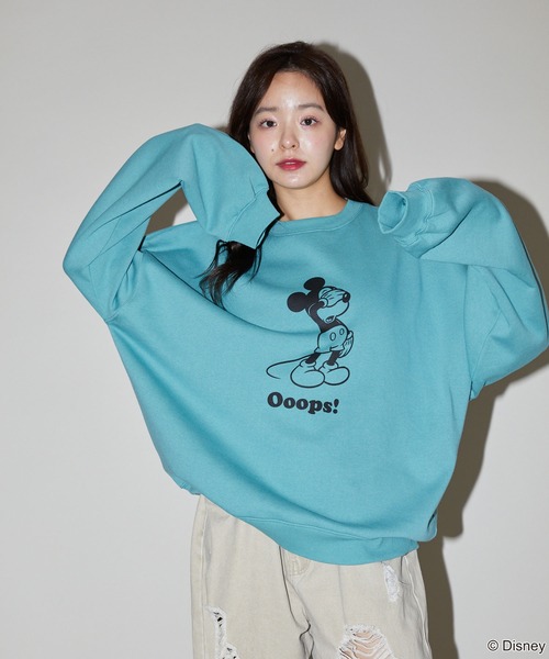 【セール】PUBLUX/パブリュクス 別注 Mickey Mouse/Posing 裏起毛スウェット/クルーネックスウェット/ミッキーマウス(限定展開)（スウェット）｜Disney（ディズニー）