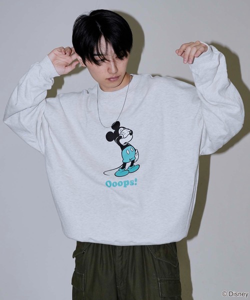 【セール】PUBLUX/パブリュクス 別注 Mickey Mouse/Posing 裏起毛スウェット/クルーネックスウェット/ミッキーマウス(限定展開)（スウェット）｜Disney（ディズニー）