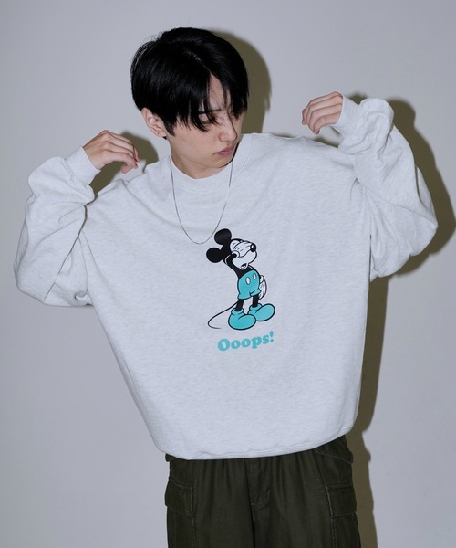 【セール】PUBLUX/パブリュクス 別注 Mickey Mouse/Posing 裏起毛スウェット/クルーネックスウェット/ミッキーマウス(限定展開)（スウェット）｜Disney（ディズニー）