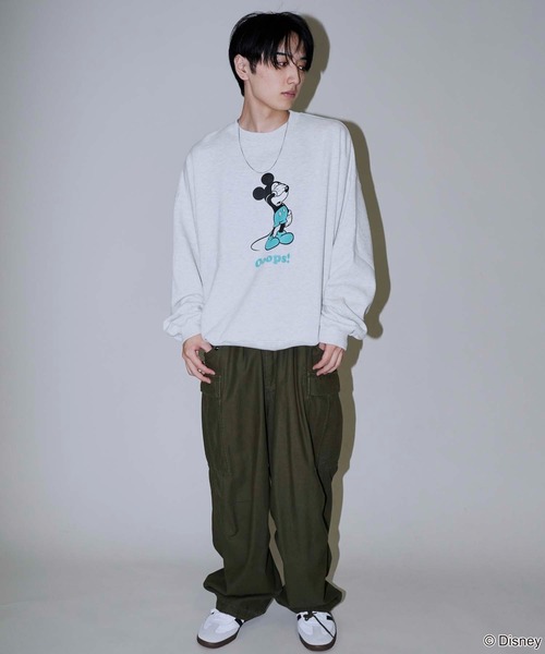 【セール】PUBLUX/パブリュクス 別注 Mickey Mouse/Posing 裏起毛スウェット/クルーネックスウェット/ミッキーマウス(限定展開)（スウェット）｜Disney（ディズニー）