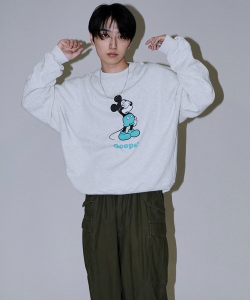 【セール】PUBLUX/パブリュクス 別注 Mickey Mouse/Posing 裏起毛スウェット/クルーネックスウェット/ミッキーマウス(限定展開)（スウェット）｜Disney（ディズニー）