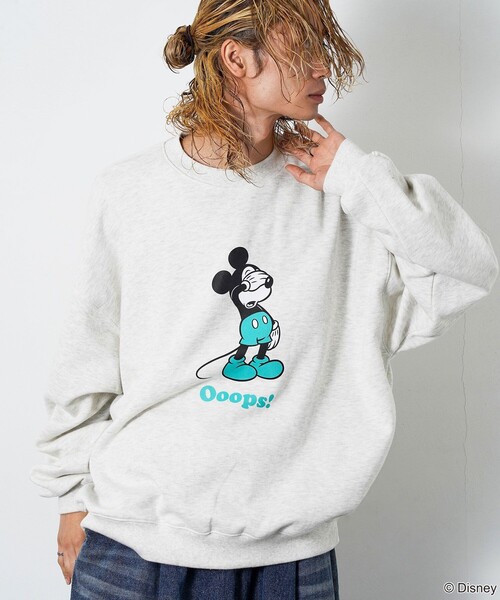 【セール】PUBLUX/パブリュクス 別注 Mickey Mouse/Posing 裏起毛スウェット/クルーネックスウェット/ミッキーマウス(限定展開)（スウェット）｜Disney（ディズニー）