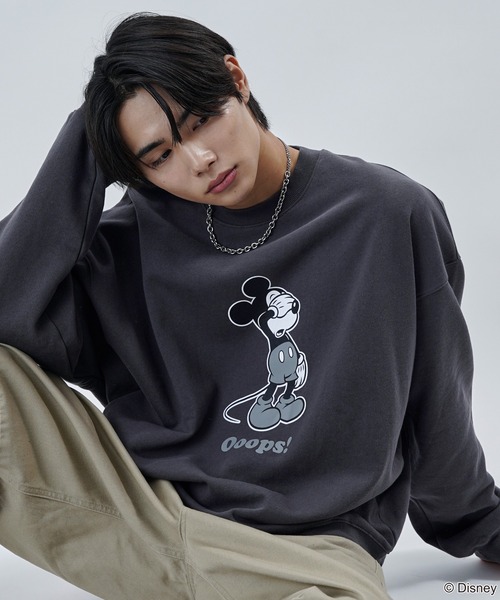 【セール】PUBLUX/パブリュクス 別注 Mickey Mouse/Posing 裏起毛スウェット/クルーネックスウェット/ミッキーマウス(限定展開)（スウェット）｜Disney（ディズニー）