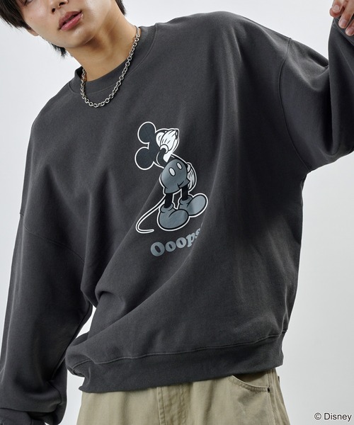 【セール】PUBLUX/パブリュクス 別注 Mickey Mouse/Posing 裏起毛スウェット/クルーネックスウェット/ミッキーマウス(限定展開)（スウェット）｜Disney（ディズニー）