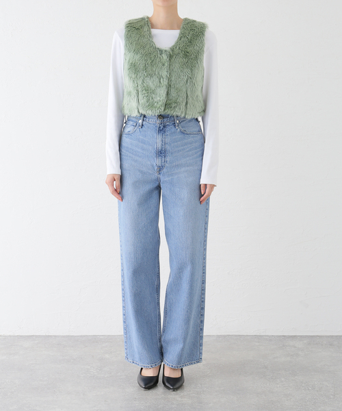 JANE SMITH / JOHN SMITH（ジェーンスミスジョンスミス）の「【JANE SMITH/ジェーンスミス】POLYESTER COLOR FUR SHORT VES：ベスト（ベスト・レディース・グリーン・38）」の2枚目の写真