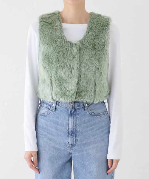 JANE SMITH / JOHN SMITH（ジェーンスミスジョンスミス）の「【JANE SMITH/ジェーンスミス】POLYESTER COLOR FUR SHORT VES：ベスト（ベスト・レディース・グリーン・38）」の3枚目の写真