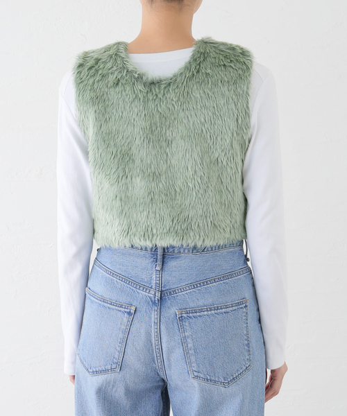 JANE SMITH / JOHN SMITH（ジェーンスミスジョンスミス）の「【JANE SMITH/ジェーンスミス】POLYESTER COLOR FUR SHORT VES：ベスト（ベスト・レディース・グリーン・38）」の5枚目の写真