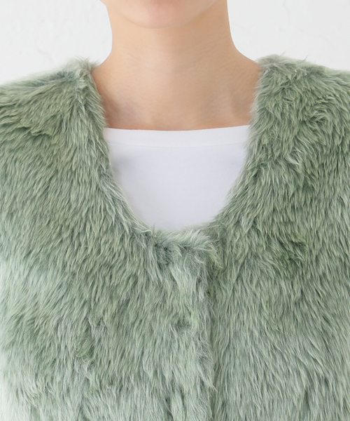 JANE SMITH / JOHN SMITH（ジェーンスミスジョンスミス）の「【JANE SMITH/ジェーンスミス】POLYESTER COLOR FUR SHORT VES：ベスト（ベスト・レディース・グリーン・38）」の6枚目の写真