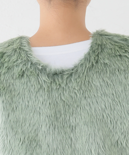JANE SMITH / JOHN SMITH（ジェーンスミスジョンスミス）の「【JANE SMITH/ジェーンスミス】POLYESTER COLOR FUR SHORT VES：ベスト（ベスト・レディース・グリーン・38）」の7枚目の写真