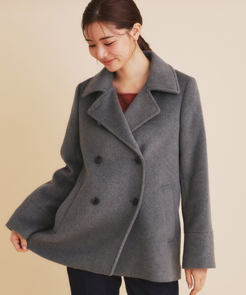 《5color/S-Lsize》ウール混 ステンカラーピーコート（ピーコート）｜index（インデックス）