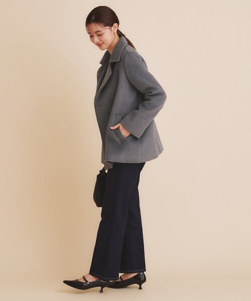 《5color/S-Lsize》ウール混 ステンカラーピーコート（ピーコート）｜index（インデックス）