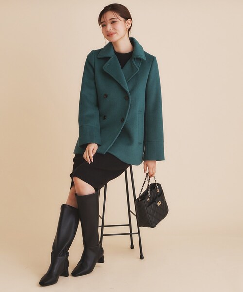 《5color/S-Lsize》ウール混 ステンカラーピーコート（ピーコート）｜index（インデックス）
