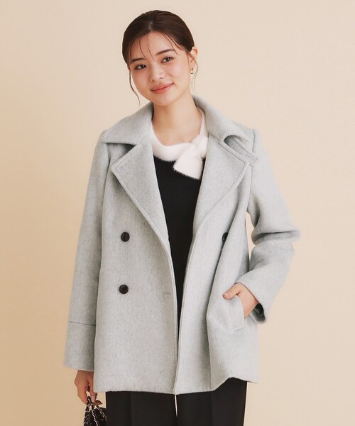 《5color/S-Lsize》ウール混 ステンカラーピーコート（ピーコート）｜index（インデックス）