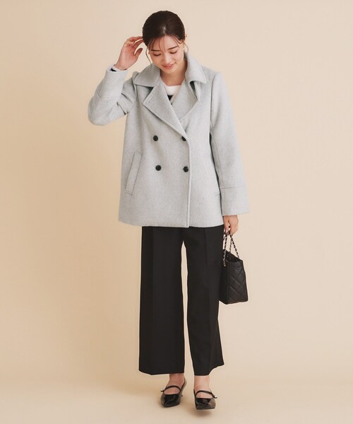 《5color/S-Lsize》ウール混 ステンカラーピーコート（ピーコート）｜index（インデックス）