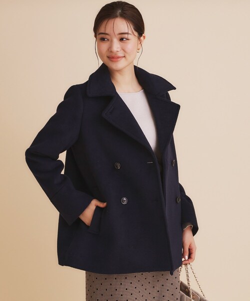 《5color/S-Lsize》ウール混 ステンカラーピーコート（ピーコート）｜index（インデックス）