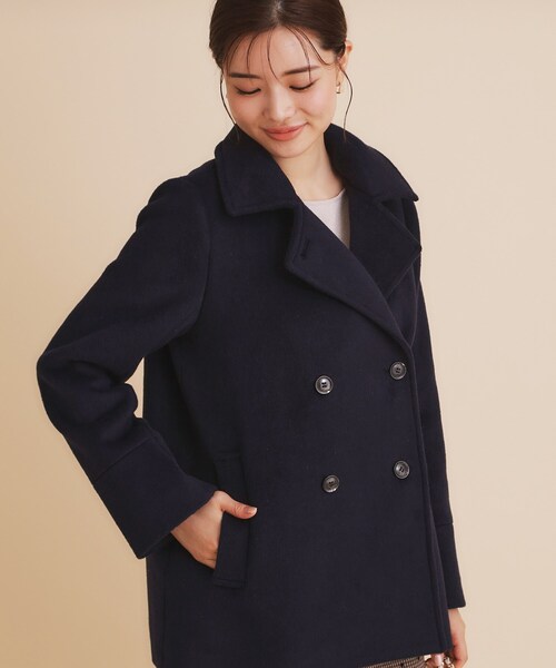 《5color/S-Lsize》ウール混 ステンカラーピーコート（ピーコート）｜index（インデックス）