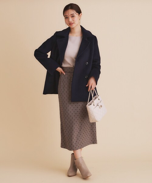 《5color/S-Lsize》ウール混 ステンカラーピーコート（ピーコート）｜index（インデックス）