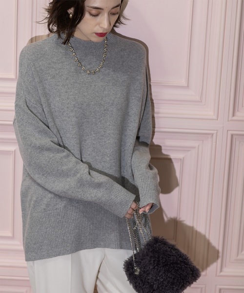 OPAQUE.CLIP(オペークドットクリップ)の「◆ミドルゲージハイネックニット/FILIVIVI・フィルビビ【洗える】(ニット/セーター・レディース・ベージュ×ブラック/グレー/チャコールグレー・36/38/40/42)」の3枚目の写真